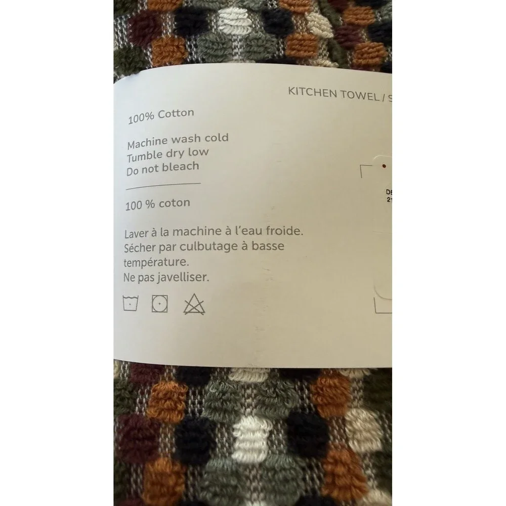 Felpinter Kitchen Dish Towels Set of 3 Rust Black Gray Check Made in PORTUGAL